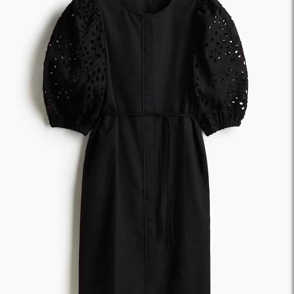 Elegant Black Dress with Eyelet Sleeves